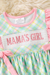 "Mama's girl" Mint green plaid romper. RPG60299 JEAN