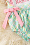 "Mama's girl" Mint green plaid romper. RPG60299 JEAN