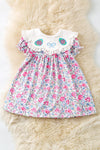 Ditsy floral dress w/embroidered egg application. DRG60332 JEAN