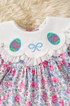 Ditsy floral dress w/embroidered egg application. DRG60332 JEAN