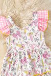 Coquette pencil printed on white back to school dress. DRG60853 JEAN