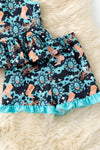 Concho & western printed boot ruffle tunic and shorts. OFG60878 SOL