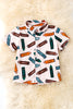 Crayon boys printed button up back to school shirt w/collar. TPB50283