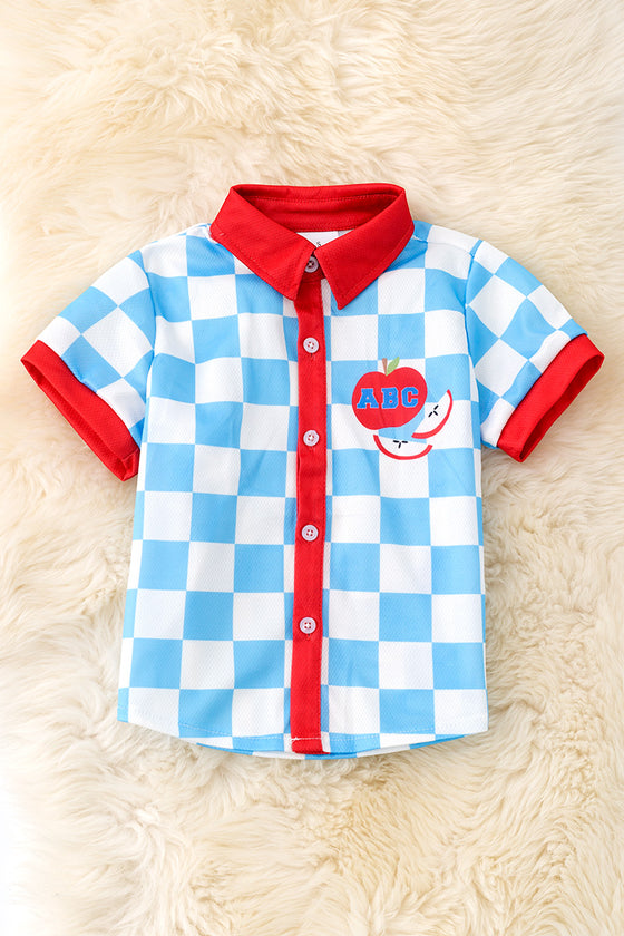 Boys checkered printed back to school shirt. TPB50176