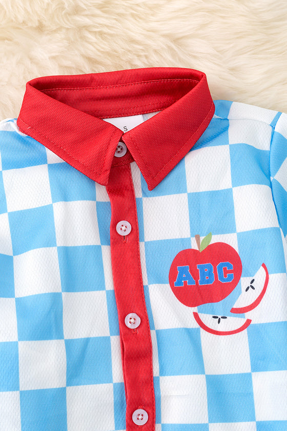 Boys checkered printed back to school shirt. TPB50176