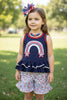 Over the rainbow patriotic ruffle top & floral shorts. OFG50580 JEAN