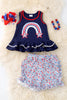 Over the rainbow patriotic ruffle top & floral shorts. OFG50580 JEAN