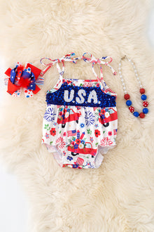  USA Sequins detail baby onesie w/snaps. RPG50341 SOL