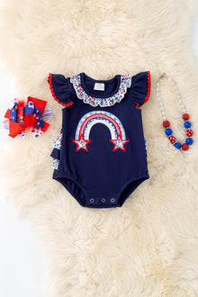  Over the rainbow applique baby onesie with snaps. RPG50578 AMY