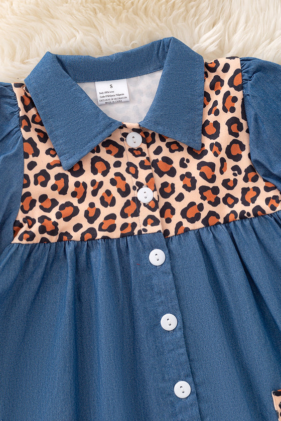 Cheetah printed button up dress. DRG53652 SOL