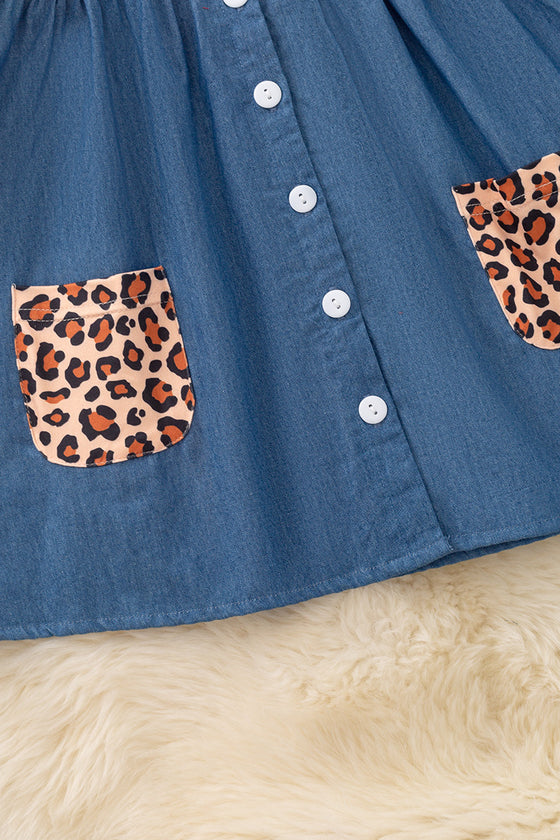 Cheetah printed button up dress. DRG53652 SOL