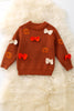 Brown pumpkin and bow knit pullover sweater. TPG50762 AMY