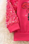 Hot pink sequins sleeves pullover sweatshirt. TPG50528 JEAN