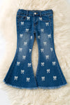 Bow printed on denim bootcut jeans w/adjustable waistband.  PNG60121 AMY