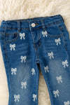 Bow printed on denim bootcut jeans w/adjustable waistband.  PNG60121 AMY