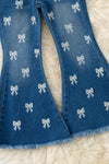 Bow printed on denim bootcut jeans w/adjustable waistband.  PNG60121 AMY