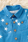 Star printed boys baby romper with snaps. RPB60172 Jean