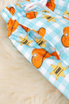 Blue Gingham shorts w/orange western hat. PNB60009 JEAN