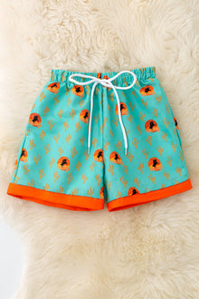  Mint & Orange western printed boys trunks. SWB50018 SOL