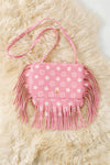 8"x7" Lt. Pink Inspired pleather bag w/fringe. BBG60020 S