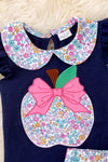 Floral apple applique top & floral ruffle shorts. OFG50718