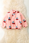 Girls cherry printed sherpa pullover.  TPG50389 AMY