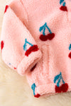 Girls cherry printed sherpa pullover.  TPG50389 AMY