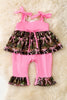 Pink and Camouflage fold over baby romper with snaps. RPG53244 JEAN