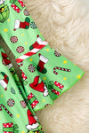 Grinc* character printed bell sleeves dress. Christmas multi-printed dress. DRG52033 JEAN