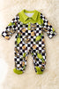Checker Grinc* printed boys baby romper. RPB50377 AMY