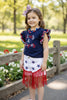 Stars & Stripes patriotic navy blue top & white denim shorts. OFG50593 SOL