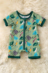 Green gone fishing printed baby romper. RPB60249 JEAN