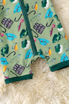 Green gone fishing printed baby romper. RPB60249 JEAN