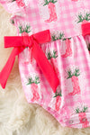 Pink Gingham w/ boot printed baby romper w/snaps. RPG60874 JEAN