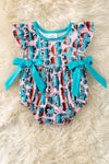 Serape, cheetah printed baby romper w/snaps. RPG61010 AMY