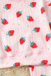 Strawberry printed on pink 2 piece set. OFG61037 SOL