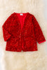 TPG41226 AMY: Red sequins cardigan with pockets.