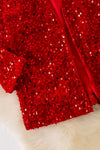 TPG41226 AMY: Red sequins cardigan with pockets.