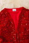 TPG41226 AMY: Red sequins cardigan with pockets.