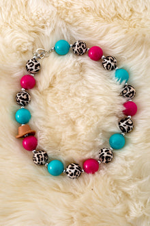  Multi-color bubble necklace w/ side hat pendant. 3pcs/$15.00 ACG40194