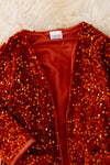 TPG41228 SOL: Rust sequins cardigan with pockets.