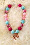 Multi-Color bubble necklace w/rhinestone character pendant. 3pcs/$15.00 ACG40273