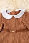 Camel flare elegant dress w/belt. DRG42145 Jean