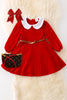 Red flare elegant dress w/belt. DRG42146 NAYDINE: