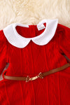 Red flare elegant dress w/belt. DRG42146 SOL: