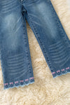 Lt. Blue Denim jeans with embroidered bows & scalloped hem. PNG60155 SOL (Copy)