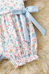 Blue & Coral ditsy floral baby romper. RPG61169 SOL