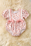 Multi-Color Ditsy floral baby romper with front bows & embroidery details. RPG61173 AMY