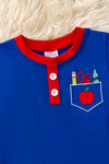 Royal blue w/ red trim back to school applique tee. TPB60171 JEAN