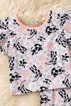 Cow printed boot & hat printed 2 piece set. OFG61000 SOL